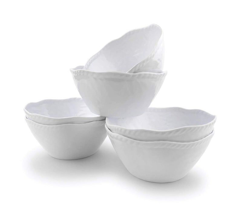 KX-WARE Melamine Cereal Bowls Set - 28 oz/6 inch 100% Melamine Soup/Salad Bowls | set of 6, White | Break-resistant and Dishwasher Safe, BPA Free - Image 5